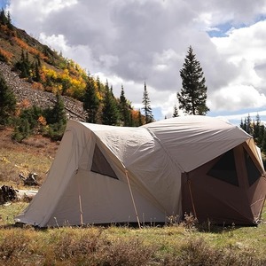 Tente familiale 3 saisons beige OEM - Tente de <span class=keywords><strong>camping</strong></span> imperméable de style cabane avec grand vestibule pour la randonnée et les voyages en plein air - Product Image 3