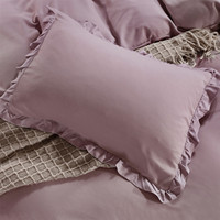 Ensemble de housse de couette élégante ultra douce en fibre de polyester 100% avec un volant exquis, 3 pièces, couleur rose