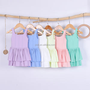 Robe sans manches à double couche pour petite fille avec short intégré, haute élasticité, anti-exposition, tenue de danse d'entraînement - Product Image 3