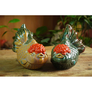 Hoàn toàn thủ công gốm Bàn cà phê đồ trang trí cá vàng hình dạng sáng tạo wabi-sabi phong cách có thể được tùy chỉnh tại chỗ bán hàng trực tiếp chen - Product Image 5