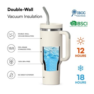 Copo Térmico Ecológico Personalizado com Logo, 40oz, em Aço Inoxidável 304, Grande Capacidade, Garrafa de Água com Alça - Product Image 3
