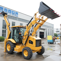 Pengiriman Gratis Backhoe Loader Alat Berat Konstruksi Backhoe Excavator Loader Hidrolik Diesel Pengangkut Tambang Bucket Backhoe Loader