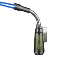 Allumeurs de bougies pour cuisine extérieure BBQ 360 °   Briquet torche à rotation libre, flamme bleue, rechargeable au gaz butane, pour cigares