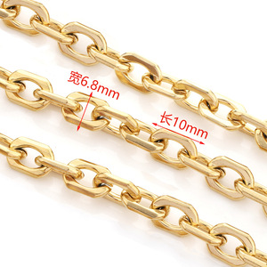 Cadena biselada rectangular plana de acero inoxidable de color dorado para bolso, teléfono, pulsera y collar para hombre H1500 - Product Image 2