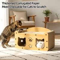 Stock Pologne : Lit-griffoir moderne 2-en-1 pour chat en carton ondulé durable, maison pour chat en carton, livraison directe UE 30cm