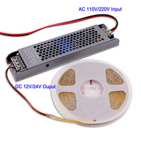 Fuente de alimentación de tira de luces LED, transformador de 24V, 12V, 60W, 100W, 150W, 200W, 300W, 400W, 500W, CA, CC, convertidor de controlador, silencioso, superfino