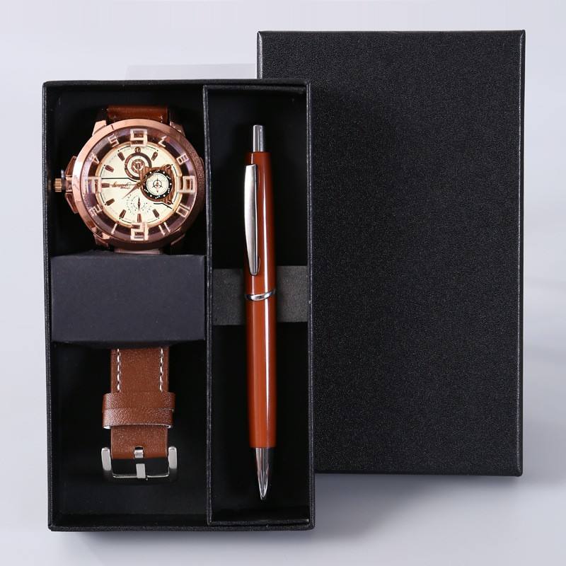 M3365-3-piece set coffee color-watch+pen+gift box