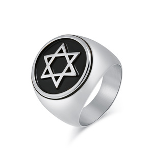 XILIANGFEIZI Anillo Hexagrama Vintage de Acero Inoxidable Estilo Europeo y Americano, Estrella de <span class=keywords><strong>David</strong></span>, Joyería de Acero Titanio para Hombre - Product Image 5