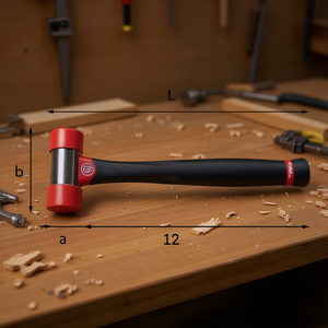 Martillo de goma 376 F de 12 pulgadas de largo con cabeza roja y mango negro para carpintería y ensamblaje - Product Image 3