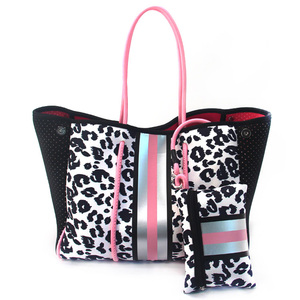 Borsa <span class=keywords><strong>da</strong></span> Spiaggia in Neoprene con Motivo Geometrico, Grande Capacità, Borsa <span class=keywords><strong>da</strong></span> <span class=keywords><strong>Viaggio</strong></span> Estiva con Piccola Pochette, Set Borsa <span class=keywords><strong>da</strong></span> Spiaggia per Donna - Product Image 4