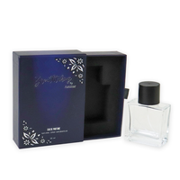 Boîte en papier cylindrique noire de luxe, logo personnalisé, emballage de parfum 50 ml, tube rigide, boîte cadeau