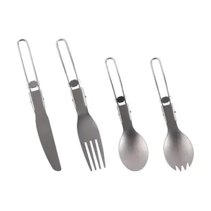 ,Lightweight Camping Utensil Titanium Foldable Spork Healthy Cutlery and Kitchenware/
