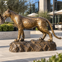 Grande sculpture en bronze Léopard, en acier au carbone, fonte, alliage d'aluminium, acier inoxydable, art animalier personnalisé pour hôtel, place publique, jardin