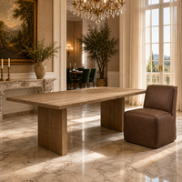 Ensemble de table à manger convertible TrustHome moderne en chêne et cuir écologique, 7 pièces, avec chaises à dossier plein