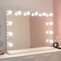 Miroir de courtoisie pour coiffeuse, ensemble de miroirs de Table de maquillage, style Hollywood avec lumière