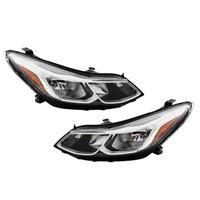 Ensemble de phares pour Chevrolet Cruze 2016-2018 version américaine, lentille de projecteur, LED DRL, boîtier noir, lentille transparente, paire, 12V, berline