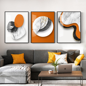 Decorazione domestica geometria arancione Poster di lusso arte da parete Cuadros pittura su <span class=keywords><strong>vetro</strong></span> moderno immagini opere d'arte stampa su tela astratta - Product Image 6