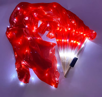 Nouveau LED lumineux danse du ventre longue soie ventilateur pliant coloré femmes scène Performance accessoires éclairer ventilateur