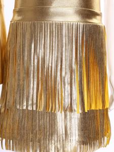 Costumes de cowgirl western pour filles de 6 à 16 ans, combinaison métallisée brillante avec jupe à franges, ensemble pour les événements costumés - Product Image 4