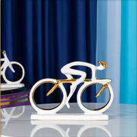 Décor de vélo d'intérieur moderne nordique de luxe plaqué or blanc ornements de vélo en céramique créatifs pour bureau maison géométrique classique