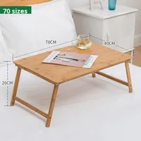 Bureau d'ordinateur portable pliable et réglable en bambou pour étudiants - Conception compacte pour l'étude et les repas en dortoir/à domicile