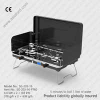 Réchaud de camping pliable compact en acier inoxydable, couleur personnalisée OEM ODM, 2 brûleurs, propane/butane, gaz manuel