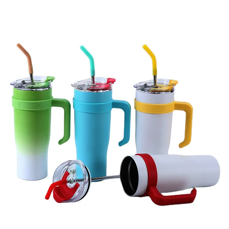 Groothandel Grote Mac 1250Ml 1,25l Ijskoude Thermosbeker 304 Roestvrijstalen Draagbare Handgreep Auto Koffie 40 Oz Drink Vacuümstro Beker