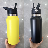 Bouteille d'eau isotherme à large ouverture en acier inoxydable 304, couvercles remplaçables, anti-fuite, pour le camping, la gym, logo personnalisé, vente en gros