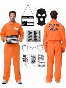 Disfraz de Halloween para Adultos, Uniforme de Prisionero Naranja con Accesorios, Traje de Fantasía para Fiesta de Disfraces - Product Image 4