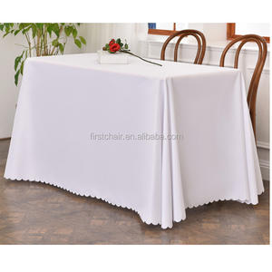 Mantel rectangular de tejido liso blanco estilo banquete - Product Image 1