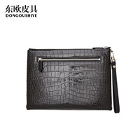 Dompet Kulit Buaya Trendy 2026 Tas Amplop Pria Resleting Slot Multi-Kartu Tas Tangan Kasual Bisnis Pria