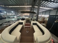 Nouveau Bateau Ponton Sportif en Aluminium Soudé de 25 pieds 2026 Certifié CE, Yacht de Luxe Haute Vitesse pour Fêtes et Pêche avec Bimini Top et Moteur Hors-Bord