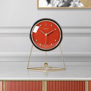 Armen's Metal Pendulum Desk Clock Red Face Gold Frame Silent Sweep Second Movement Modern Home Decoration - Product Image 4