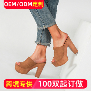 Sandalias de Tacón Alto JiaoShangMi para Mujer, con Punta Abierta, Plataforma, Suela de Madera, Estilo Slip-On, Aumentan la Estatura - Product Image 5
