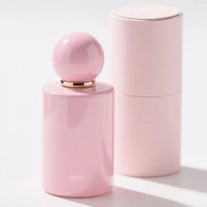 Botella de perfume de nicho de lujo de 50ml, cuerpo suave y brillante con tapa esférica de tono rosa desnudo suave, botella de vidrio personalizable para <span class=keywords><strong>marca</strong></span> - Product Image 6