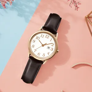 <span class=keywords><strong>Orologio</strong></span> da <span class=keywords><strong>donna</strong></span> con datario in vera pelle moda oro rosa <span class=keywords><strong>orologio</strong></span> arabo - Product Image 1