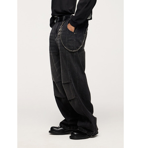 Jeans Holgados de Corte Recto Personalizados para Hombre, Estilo Vintage, Otoño-Verano, 100% Algodón, Secado Rápido, Casual - Product Image 3