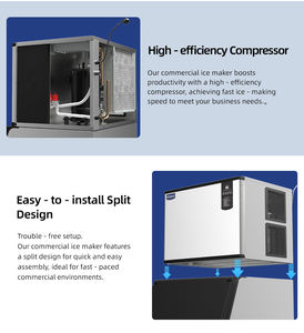 Naixer Bac de rangement en <span class=keywords><strong>acier</strong></span> inoxydable 30LBS Machine à glaçons Petite échelle commerciale 30 kg 50 kilos Machine à glace - Product Image 4