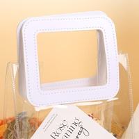 Sac en PVC transparent personnalisé, taille et couleur au choix, rond, carré, avec longue poignée, emballage cadeau, pliable, vente en gros, logo, sac fourre-tout imperméable
