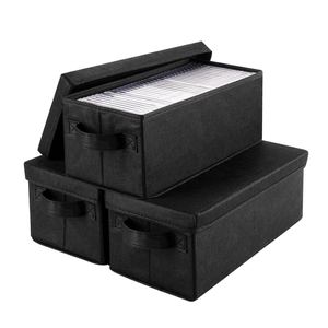 Caja de Almacenamiento para CD, Plegable, para Mesa de Salón, Organizador de Artículos Pequeños para Escritorio, con Cubierta de Tela No Tejida - Product Image 1