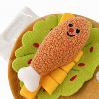 Série de jouets pour chiens en peluche qui couinent, en forme de sandwich fourré au lait, pour la vente en gros, pour animaux de compagnie