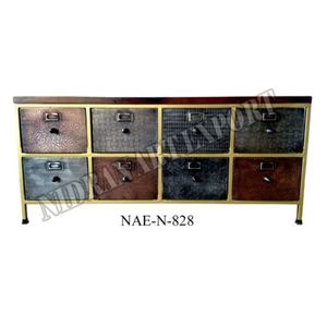 Metal de hierro industrial y vintage Acabado de cobre antiguo Sala de estar Gabinete de almacenamiento con cajones - Product Image 1