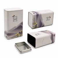 Boîte à thé rectangulaire personnalisée en fer blanc, boîte métallique hermétique à double couvercle pour le thé, fabrication usine