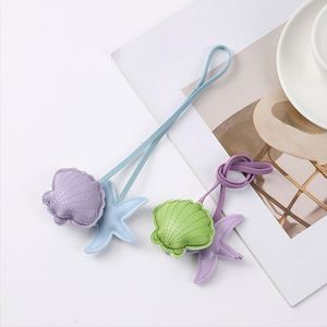 Macaron Color Pu Leather Starfish Shell Pendant Decorative <b>Bag</b> <b>Charm</b> Cute Ocean Themed Gift Keychain for Women - Product Image 2