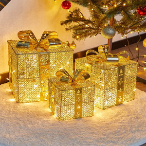 Yuyang Christmas Gifts Decorations Large Luminous Gift Box <b>with</b> <b>Lights</b> Three Sets of Stacking Scene Layout Christmas <b>Tree</b> - Product Image 1