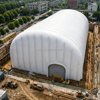 Bâtiments à dôme double en PVDF de 50*20M, structures gonflables à membrane, ouverture rapide et automatique pour grands événements sportifs en plein air
