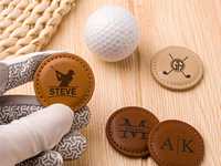 Marqueurs de balle de golf magnétiques en similicuir gravables au laser, motifs de dessins animés amusants, designs personnalisés mignons, cadeaux variés pour événements