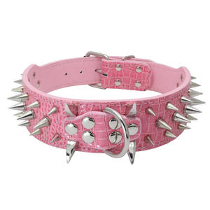 Kingtale Sharp Spiked <span class=keywords><strong>Studded</strong></span> Hunde halsband Stilvolle Leder Hunde halsbänder für mittlere und große Hunde - Product Image 2