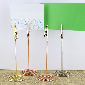 Soporte de alambre redondo de oro rosa con cierre de cocodrilo para fotos Mesa de fotos de escritorio Tarjeta Nombre Nota de papel <span class=keywords><strong>Clip</strong></span> de fiesta de boda - Product Image 2