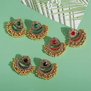 批发热卖夸张波西米亚Jhumka印度波西米亚民族复古时尚花式金钟流苏耳环